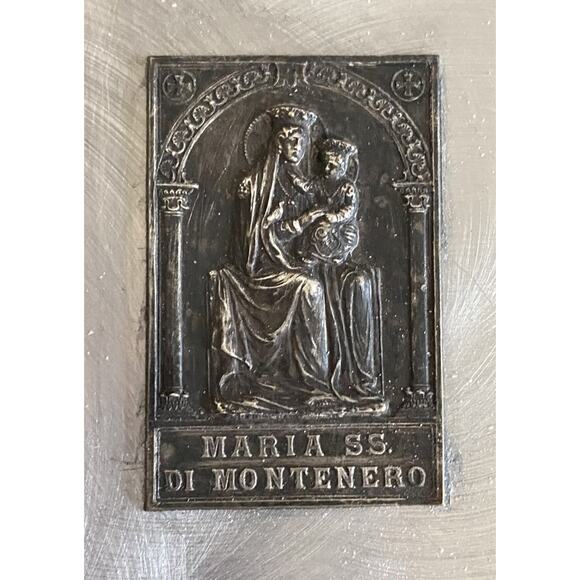 Maria SS. Di Montenero Wall Plaque 4"x5"+ Silver Angel Charm 3 ”L. - Picture 2 of 3